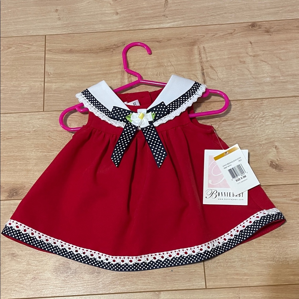 Bonnie Baby Red and White Dress Set